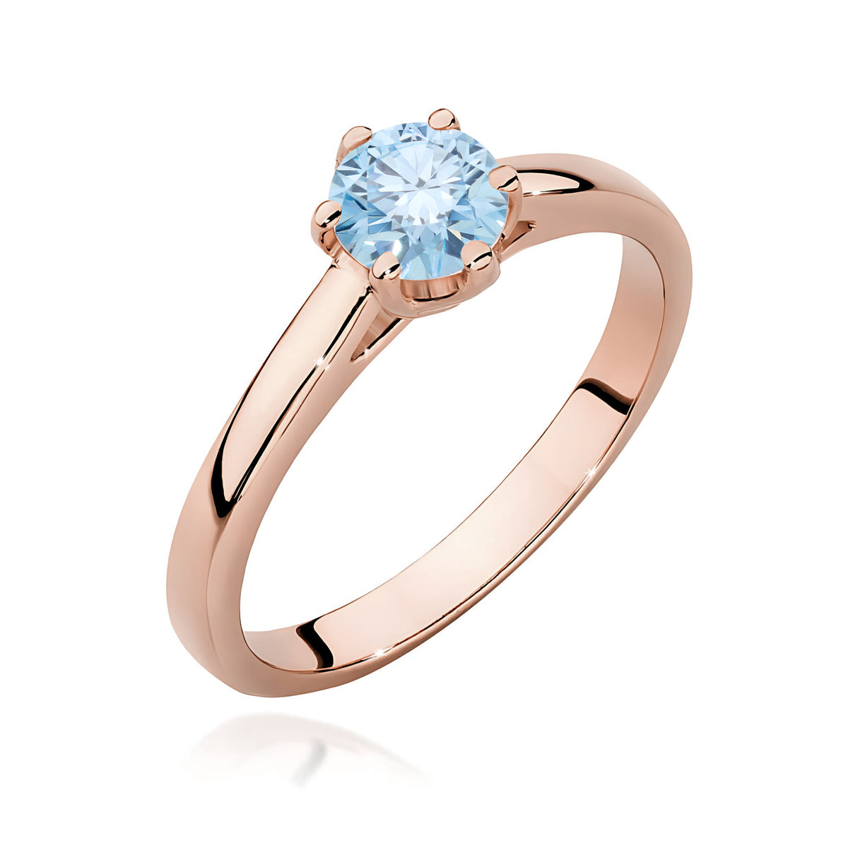 Inel Aur 14K cu Diamant Albastru de Laborator 0.50 ct