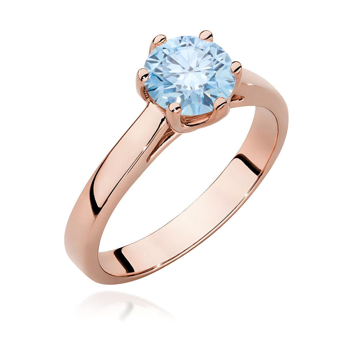 Inel Aur 14K cu Diamant Albastru de Laborator 1.00 ct