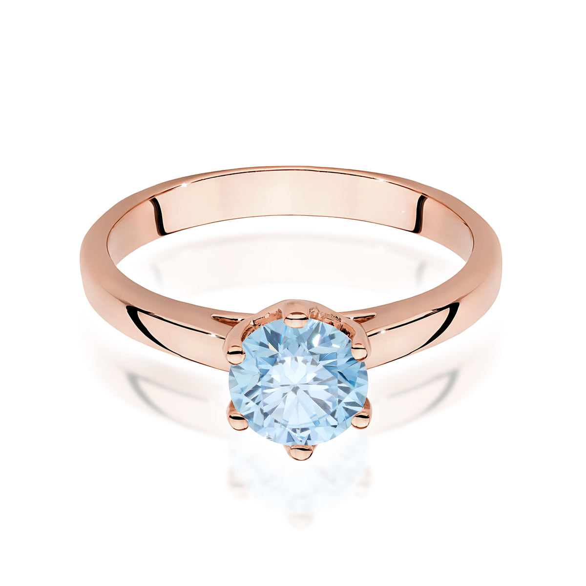 Inel Aur 14K cu Diamant Albastru de Laborator 1.00 ct