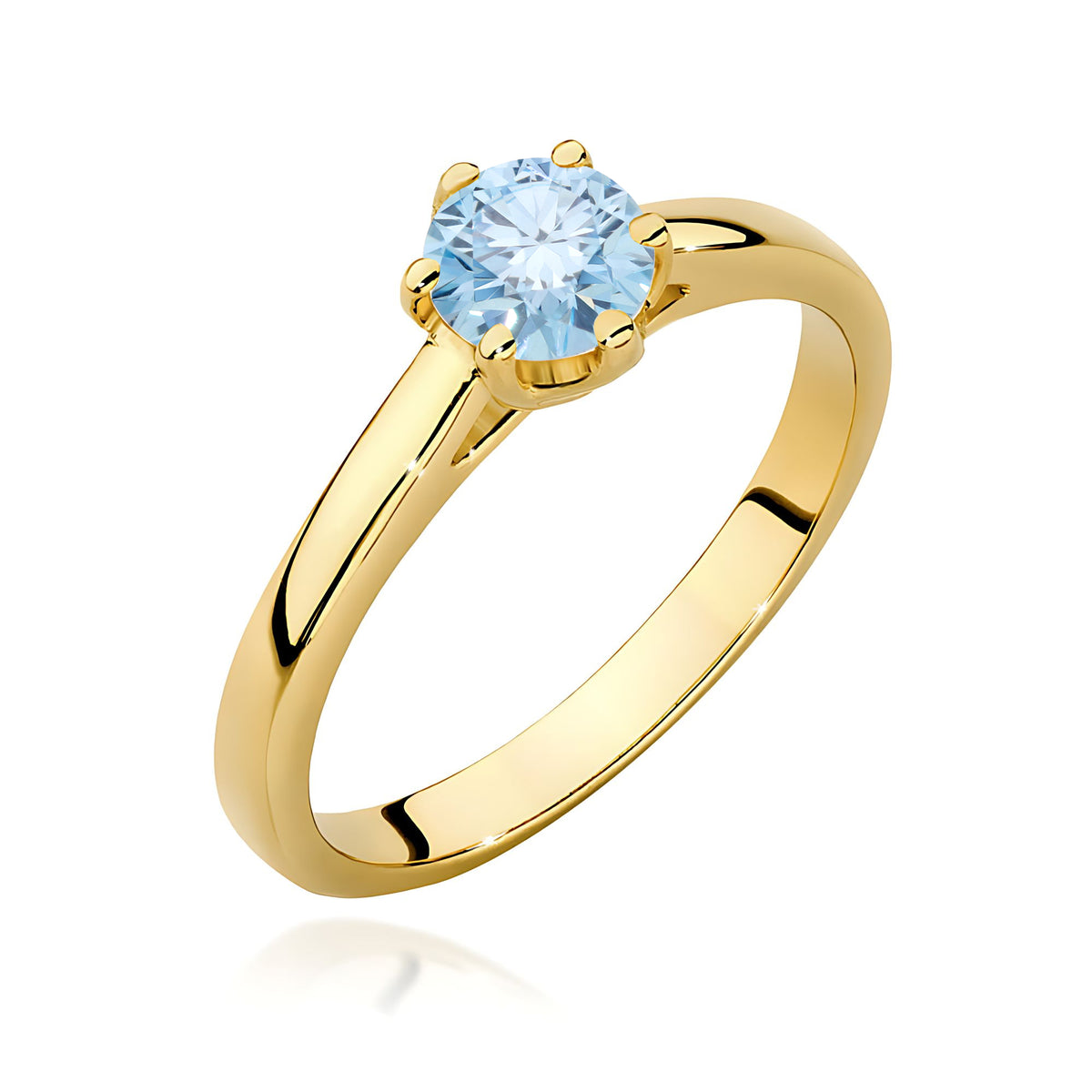 Inel Aur 9K cu Diamant Albastru de Laborator 0.50 ct