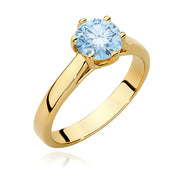 Inel Aur 9K cu Diamant Albastru de Laborator 1.00 ct