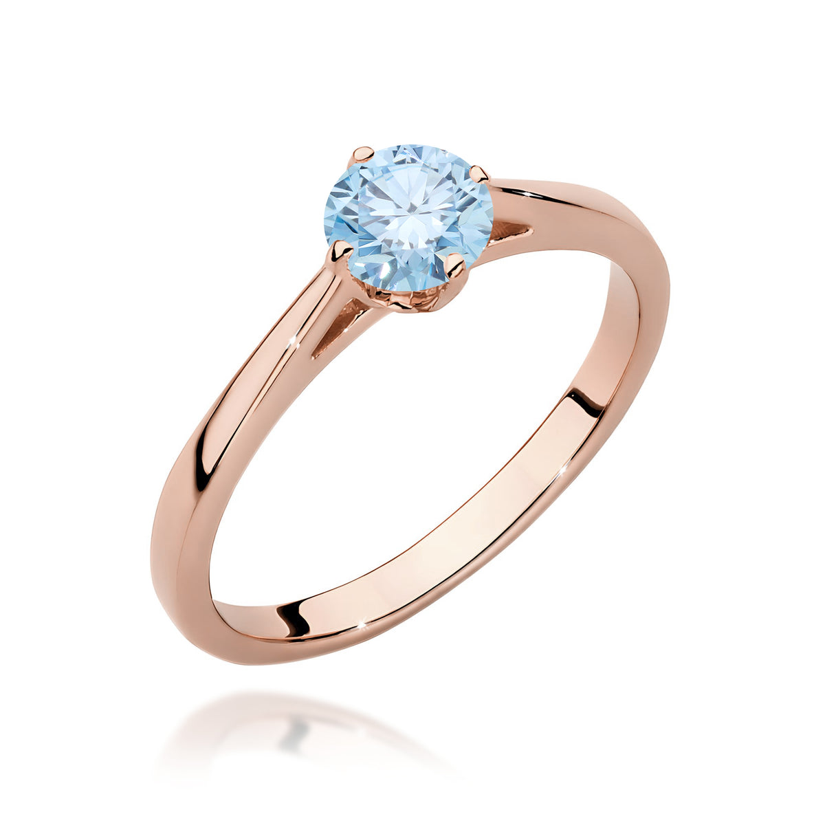 Inel Aur 14K cu Diamant Albastru de Laborator 0.50 ct