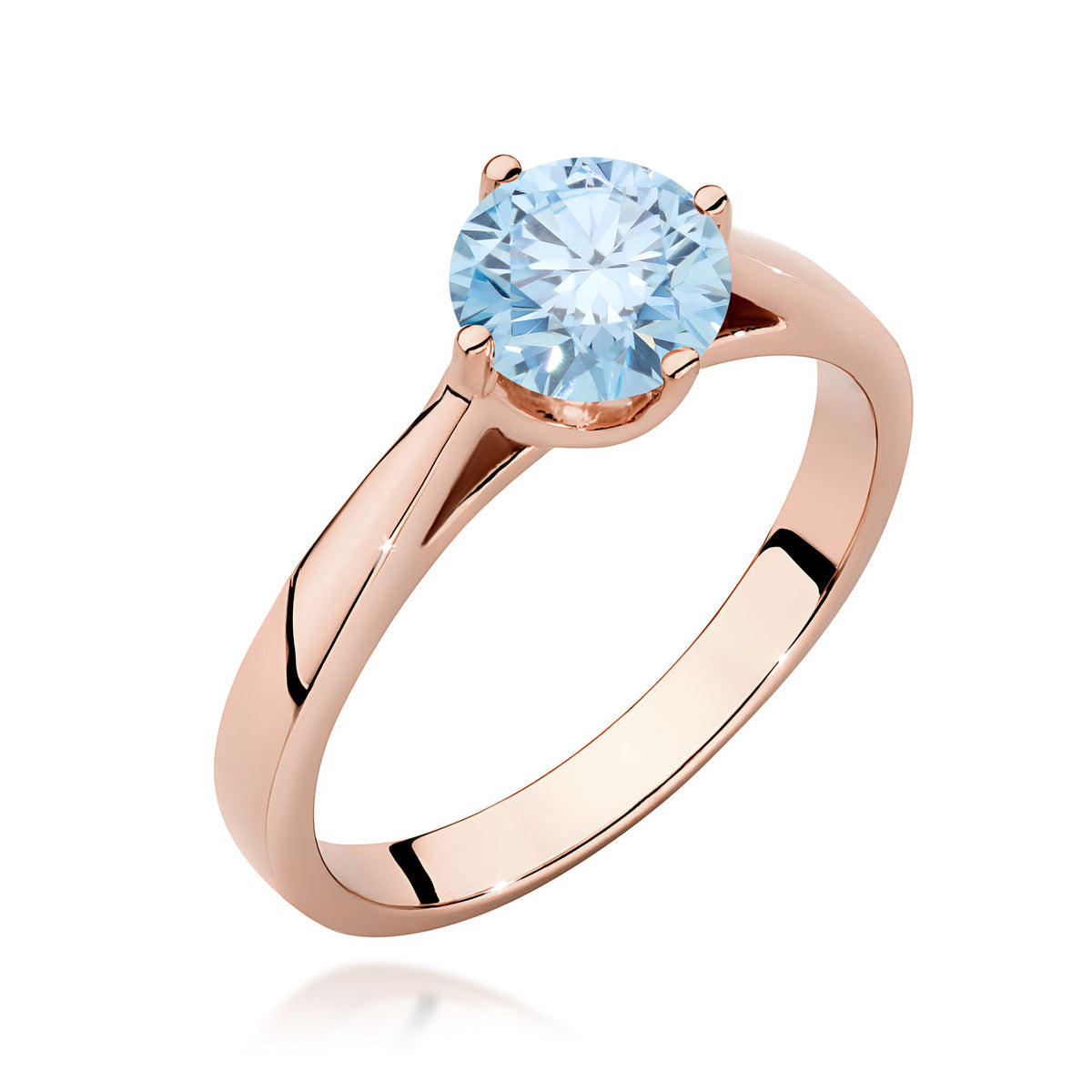 Inel Aur 14K cu Diamant Albastru de Laborator 1.00 ct