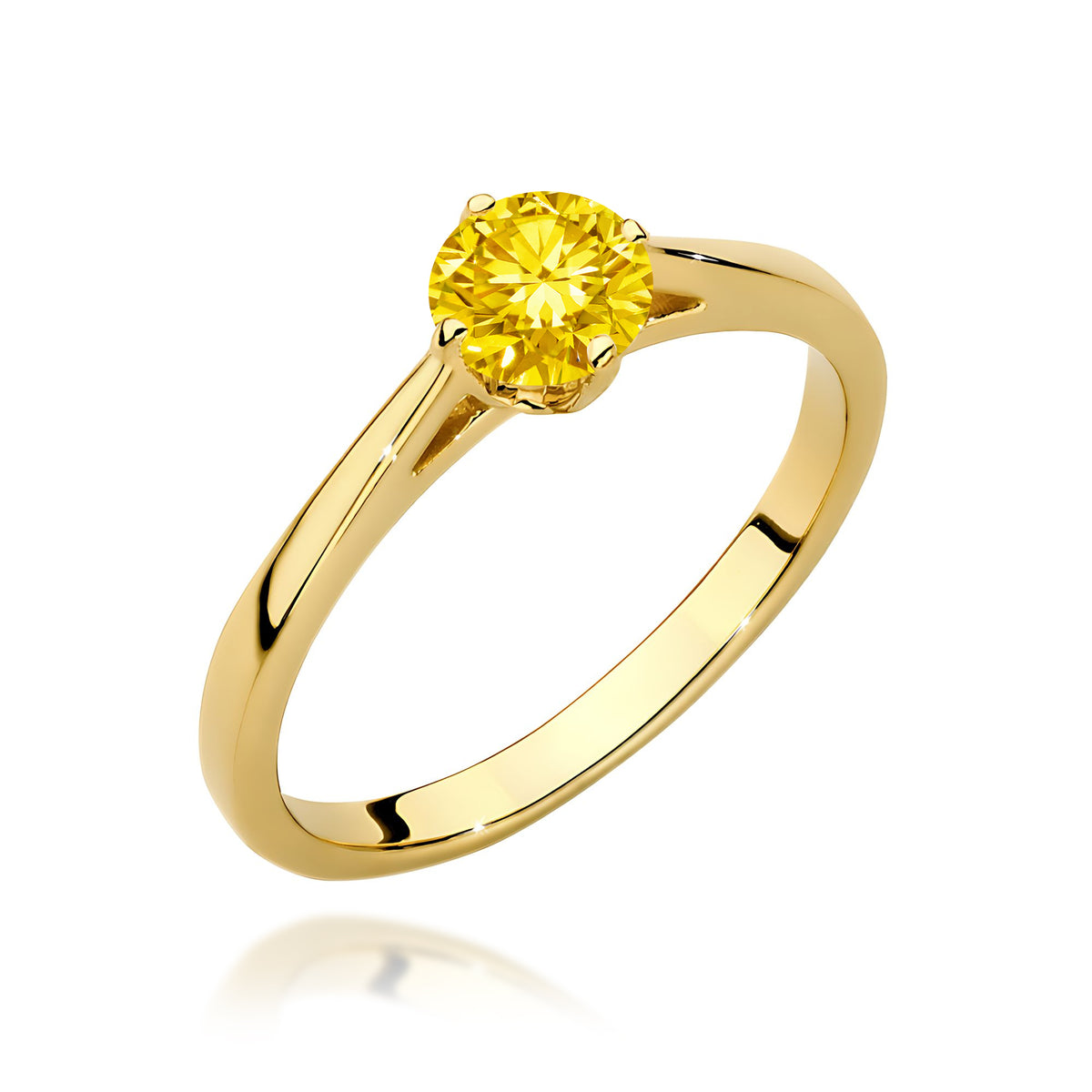 Inel Aur 14K cu Diamant Galben de Laborator 0.50 ct