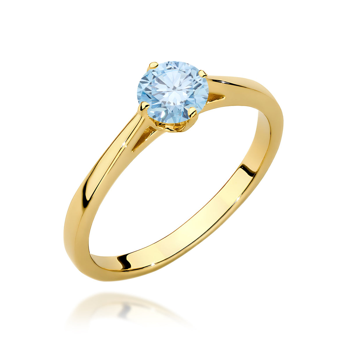 Inel Aur 9K cu Diamant Albastru de Laborator 0.50 ct