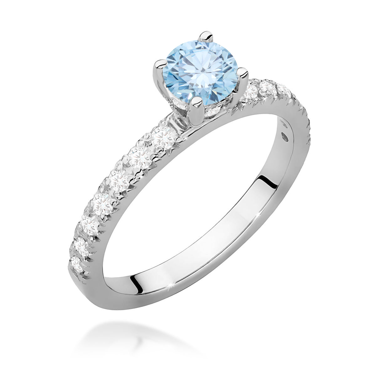 Inel Aur 14K cu Diamante Albastru de Laborator 0.74 ct