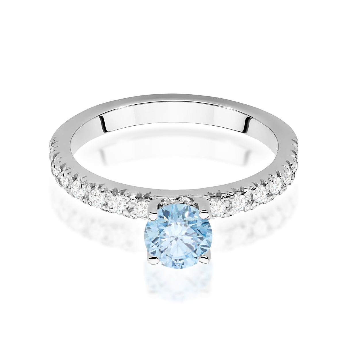 Inel Aur 14K cu Diamante Albastru de Laborator 0.74 ct