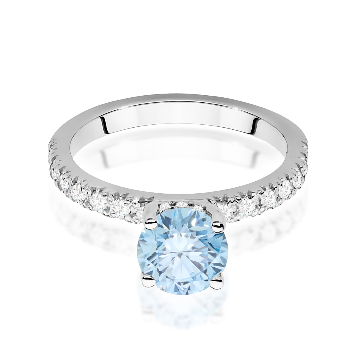 Inel Aur 14K cu Diamante Albastru de Laborator 1.26 ct
