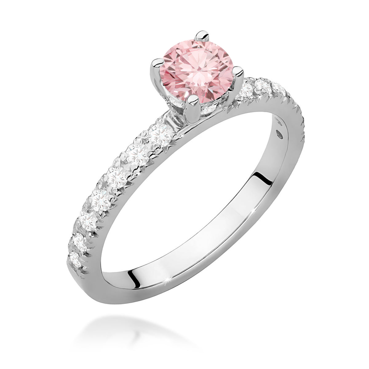 Inel Aur 14K cu Diamante Roz de Laborator 0.74 ct