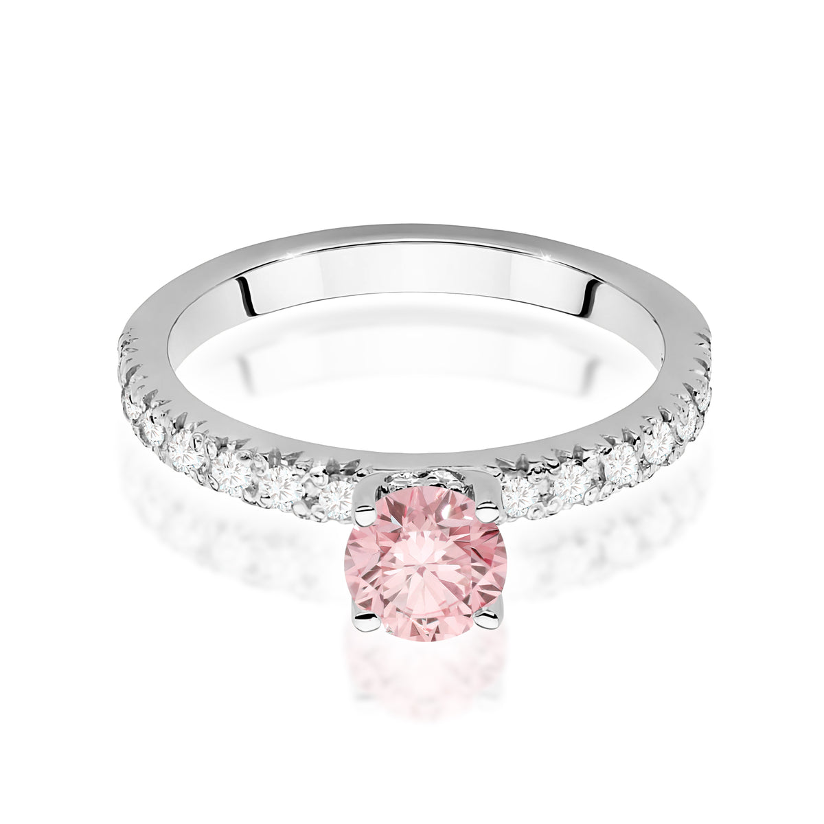 Inel Aur 14K cu Diamante Roz de Laborator 0.74 ct