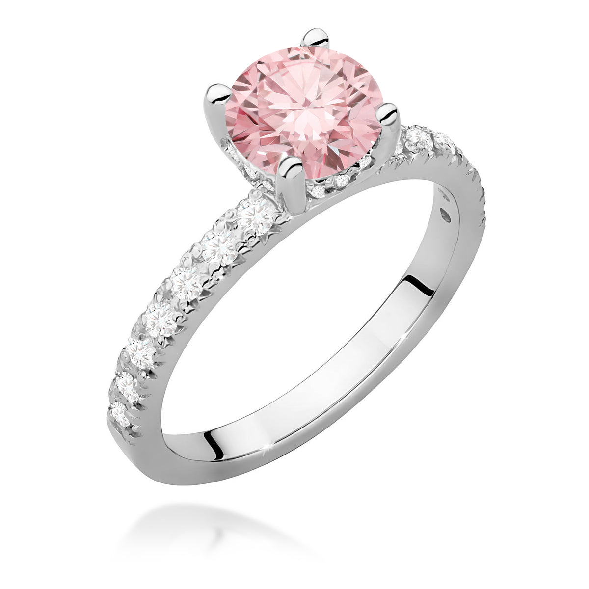 Inel Aur 14K cu Diamante Roz de Laborator 1.26 ct