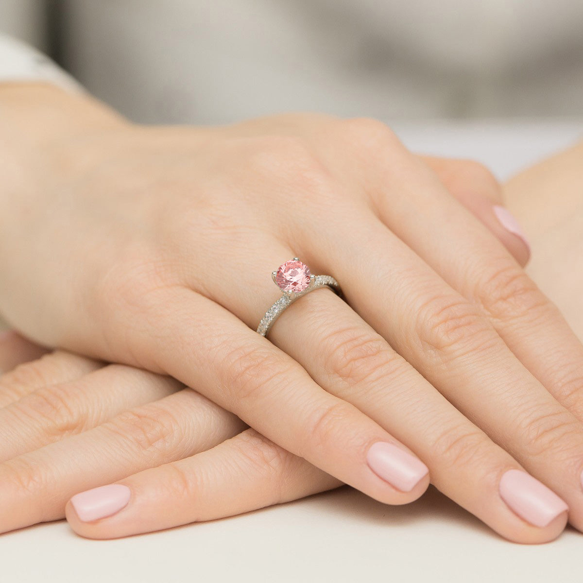 Inel Aur 9K cu Diamante Roz de Laborator 1.26 ct