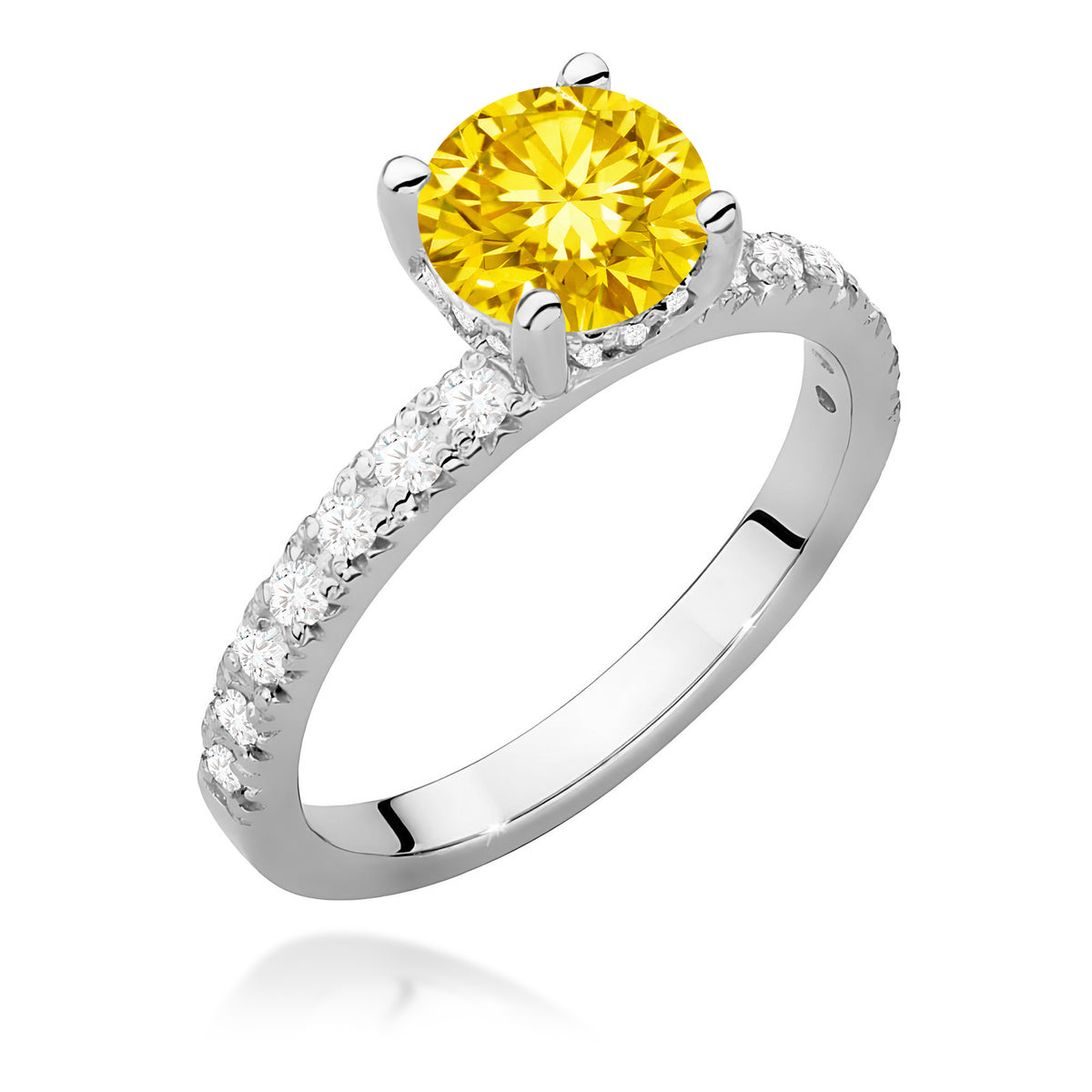 Inel Aur 9K cu Diamante Galben de Laborator 1.26 ct