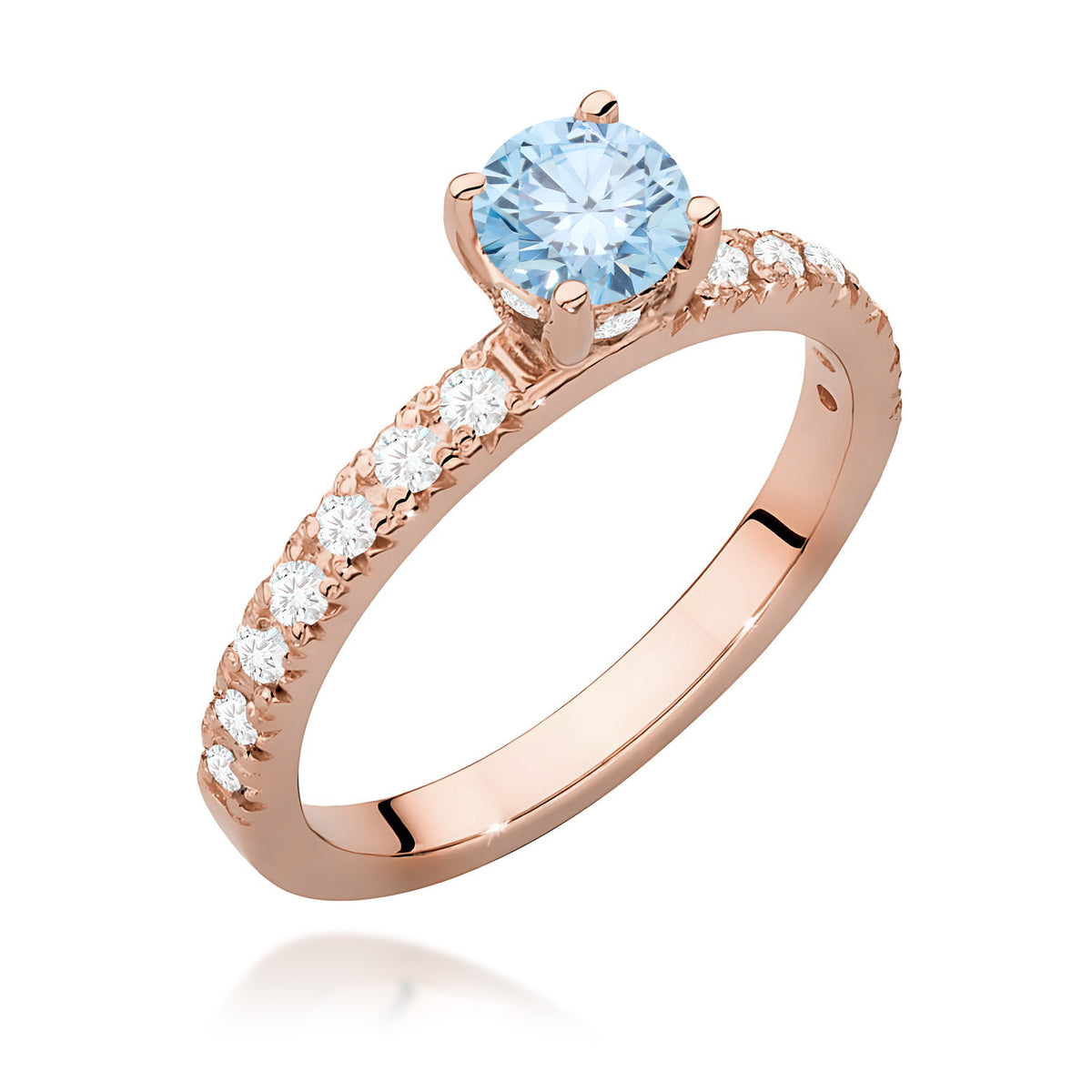 Inel Aur 14K cu Diamante Albastru de Laborator 0.74 ct