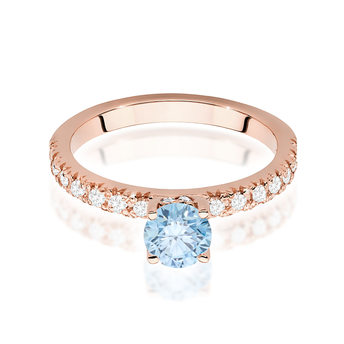Inel Aur 14K cu Diamante Albastru de Laborator 0.74 ct