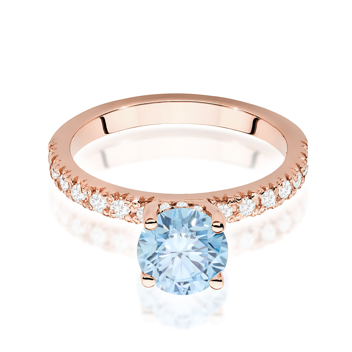 Inel Aur 14K cu Diamante Albastru de Laborator 1.26 ct