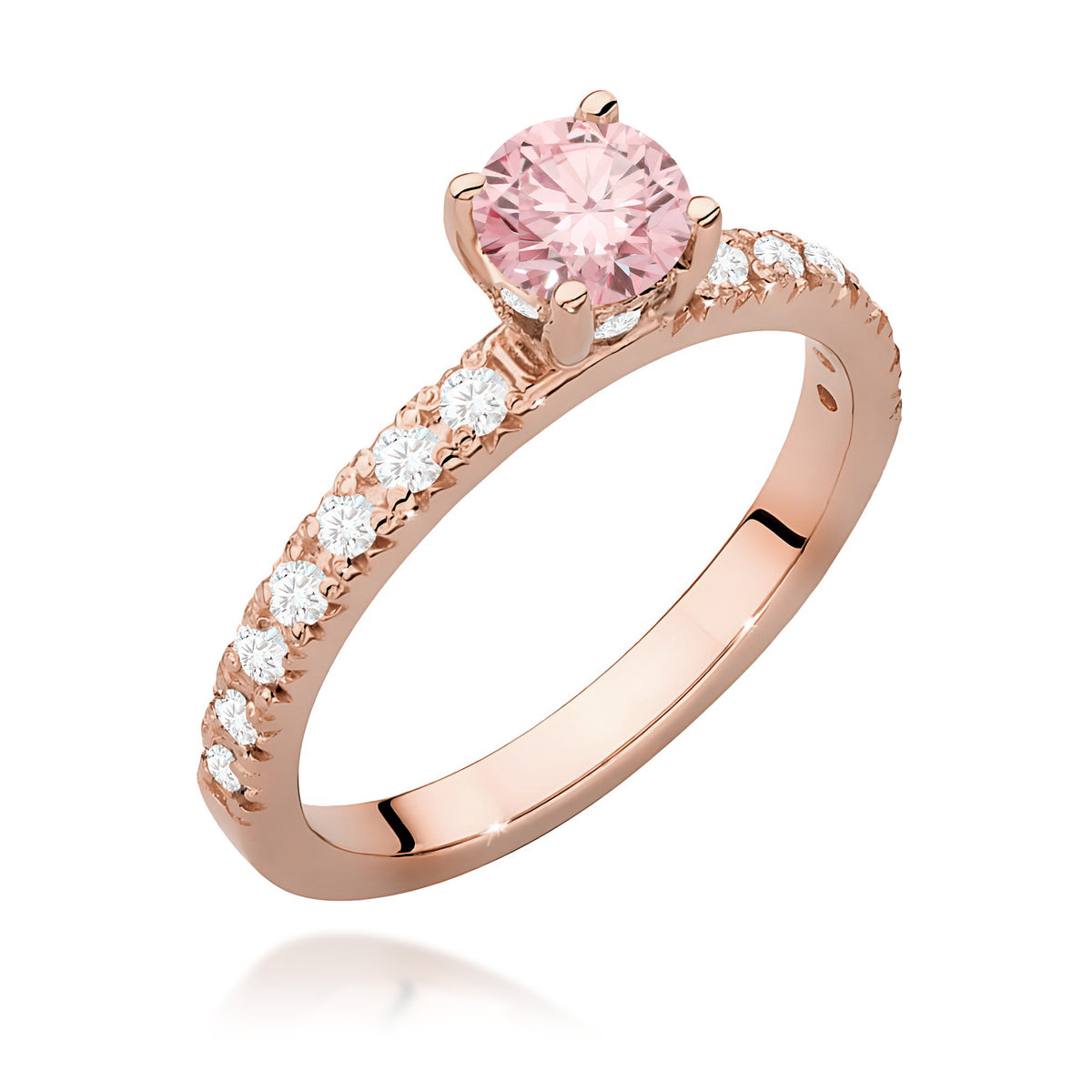 Inel Aur 14K cu Diamante Roz de Laborator 0.74 ct