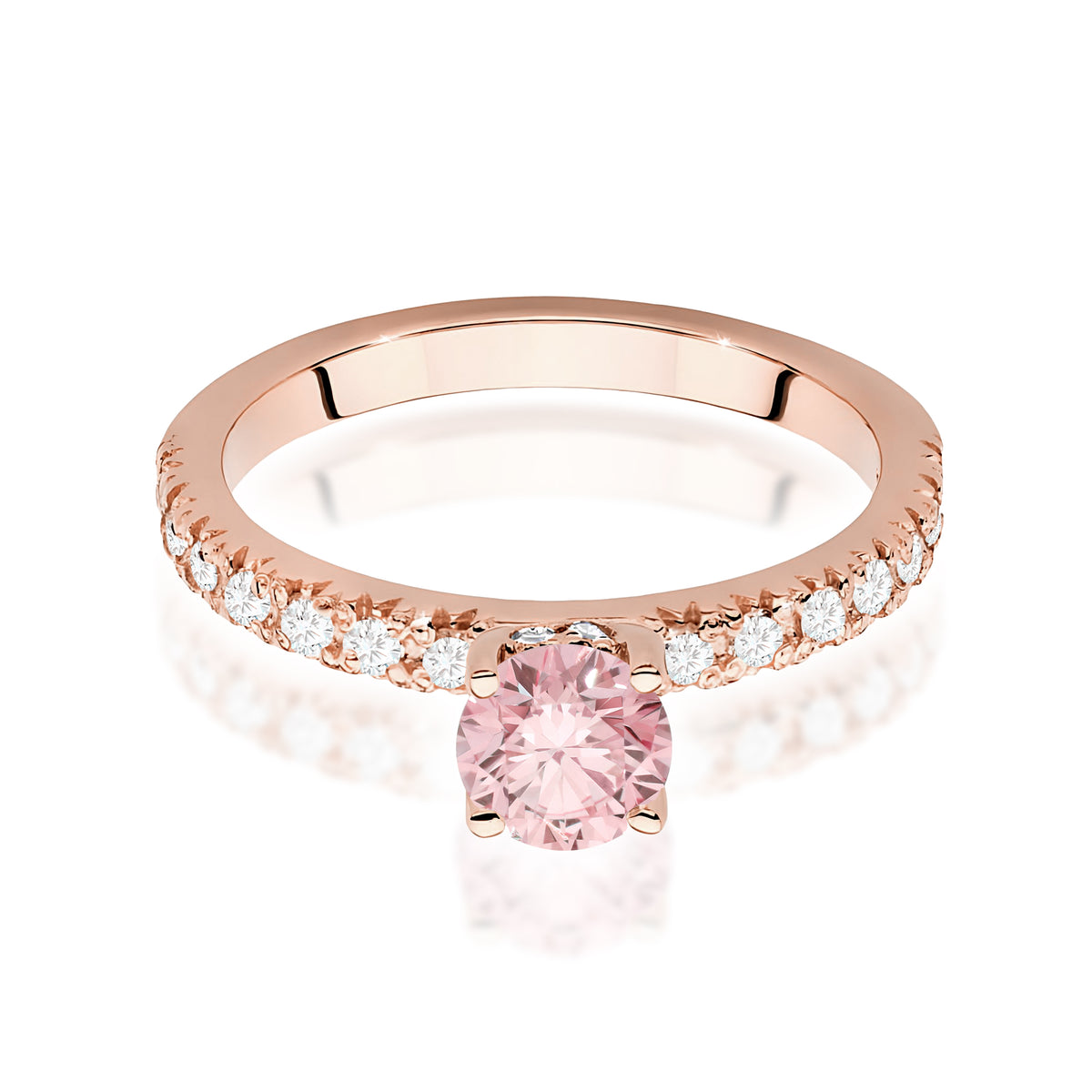 Inel Aur 14K cu Diamante Roz de Laborator 0.74 ct