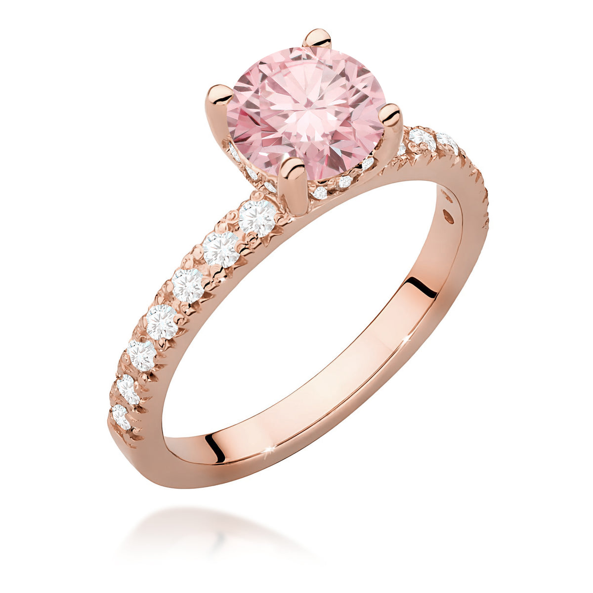 Inel Aur 14K cu Diamante Roz de Laborator 1.26 ct