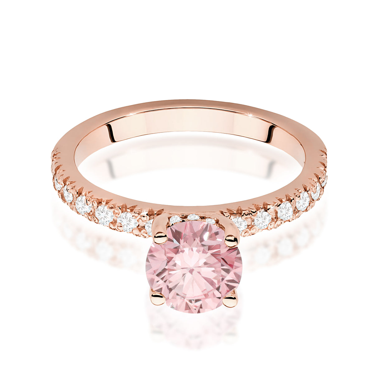 Inel Aur 14K cu Diamante Roz de Laborator 1.26 ct