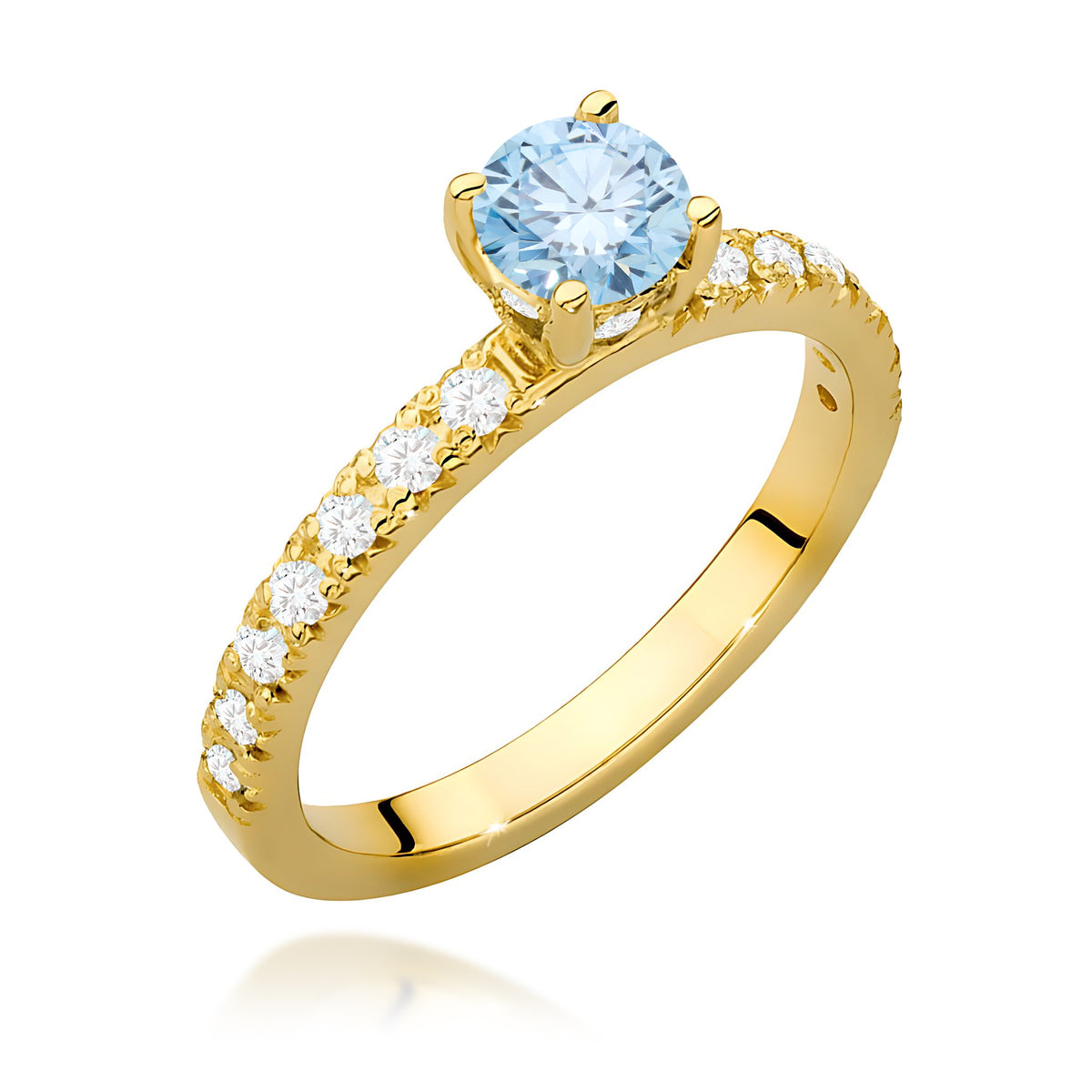 Inel Aur 14K cu Diamante Albastru de Laborator 0.74 ct