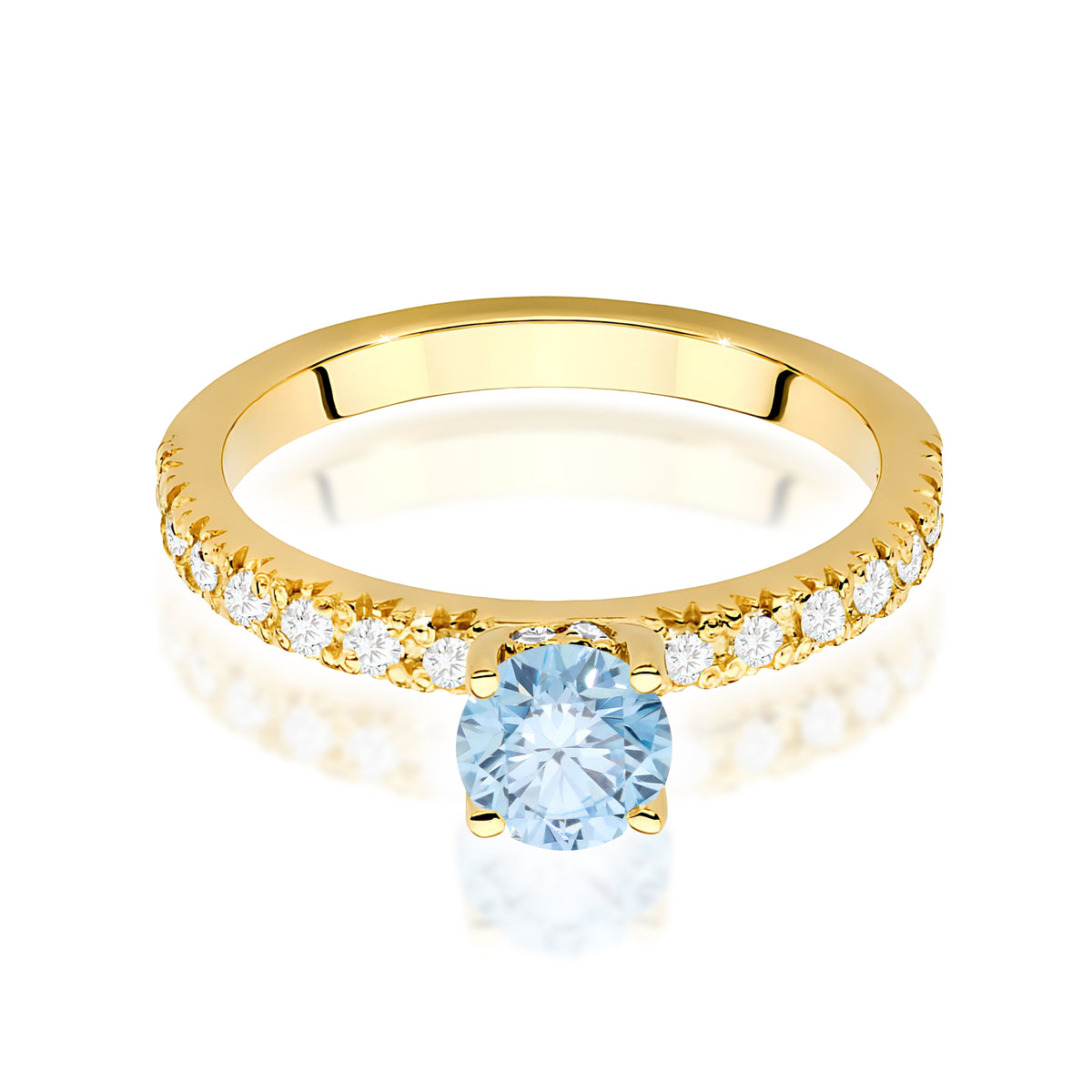 Inel Aur 14K cu Diamante Albastru de Laborator 0.74 ct
