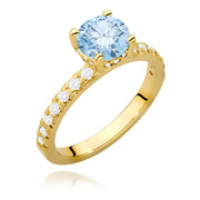 Inel Aur 14K cu Diamante Albastru de Laborator 1.26 ct