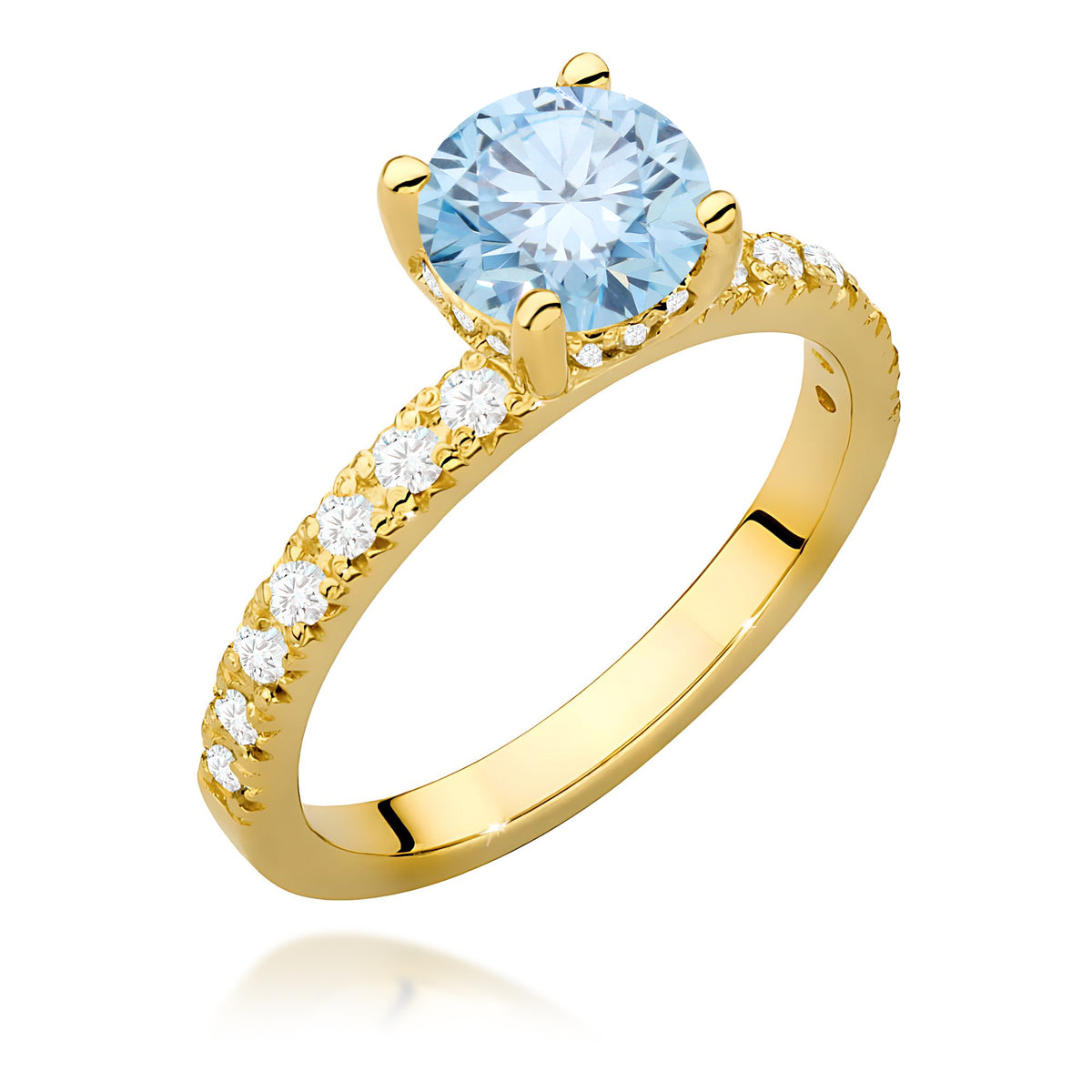 Inel Aur 14K cu Diamante Albastru de Laborator 1.26 ct