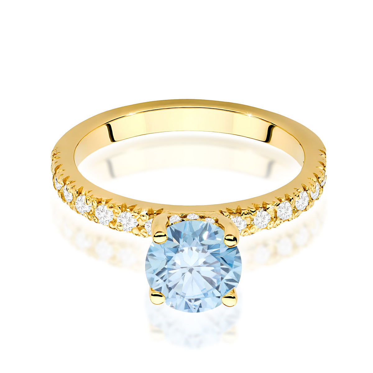 Inel Aur 14K cu Diamante Albastru de Laborator 1.26 ct