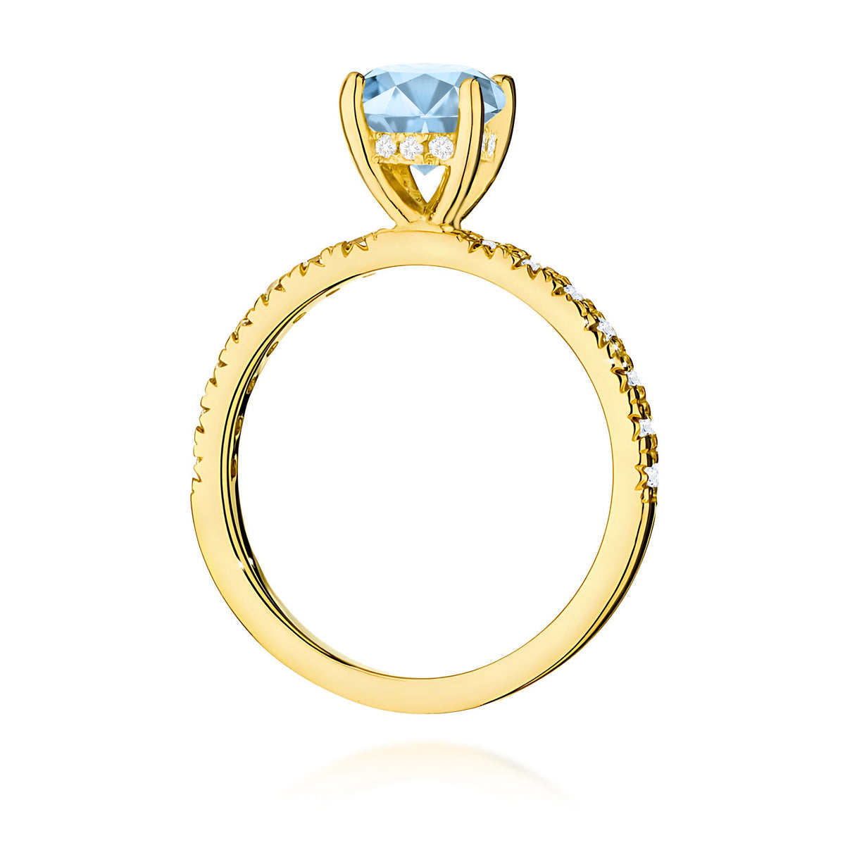 Inel Aur 14K cu Diamante Albastru de Laborator 1.26 ct