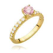 Inel Aur 9K cu Diamante Roz de Laborator 0.74 ct
