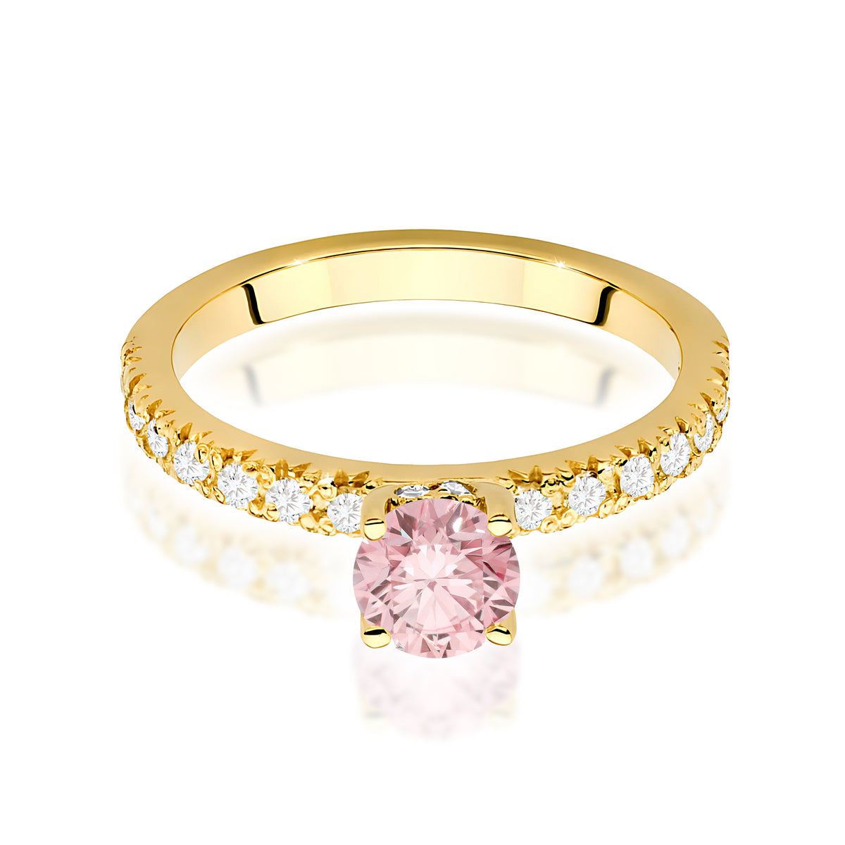 Inel Aur 9K cu Diamante Roz de Laborator 0.74 ct