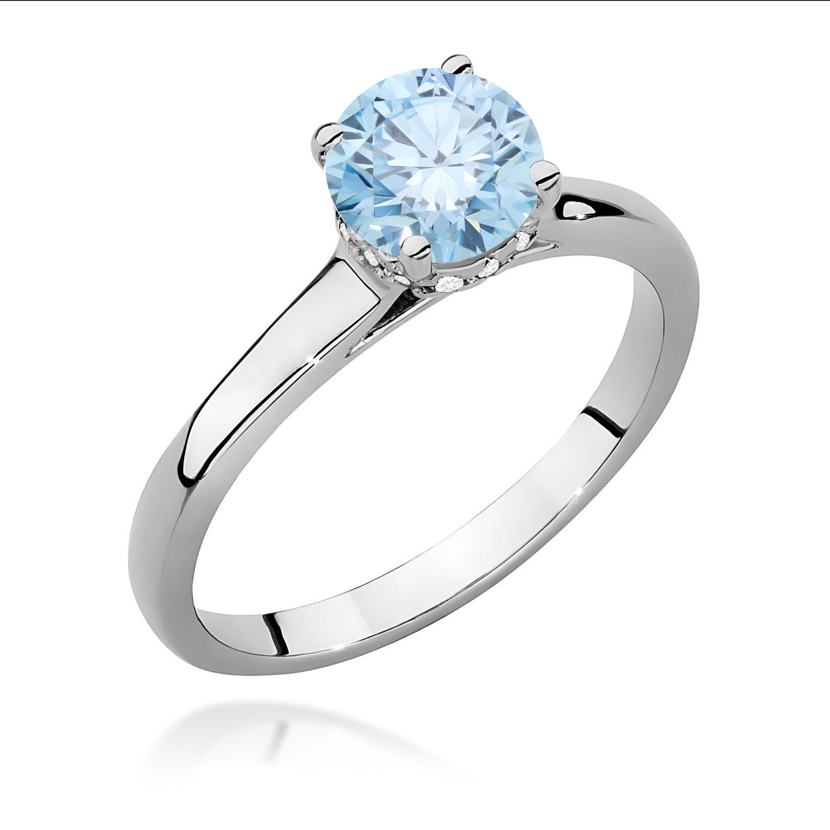 Inel Aur 9K cu Diamante Albastru de Laborator 1.07 ct