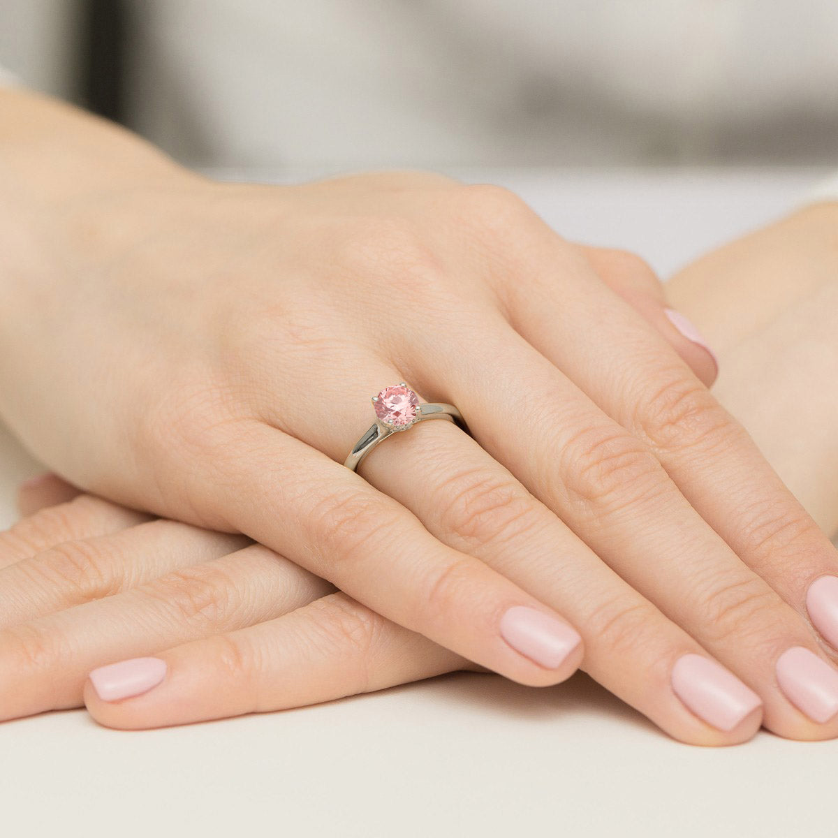 Inel Aur 9K cu Diamante Roz de Laborator 1.07 ct