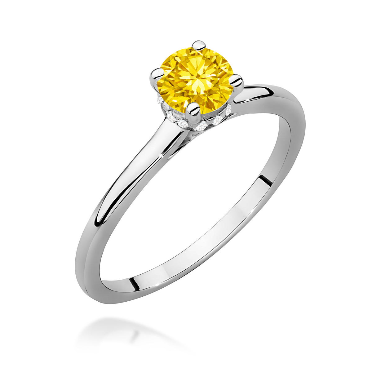 Inel Aur 9K cu Diamante Galben de Laborator 0.56 ct