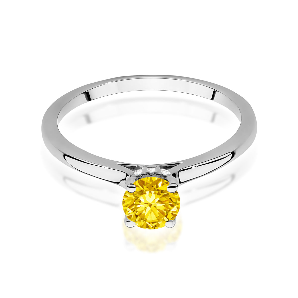 Inel Aur 9K cu Diamante Galben de Laborator 0.56 ct