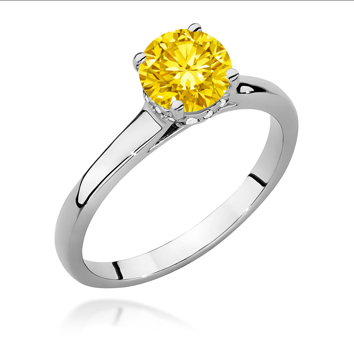 Inel Aur 9K cu Diamante Galben de Laborator 1.07 ct