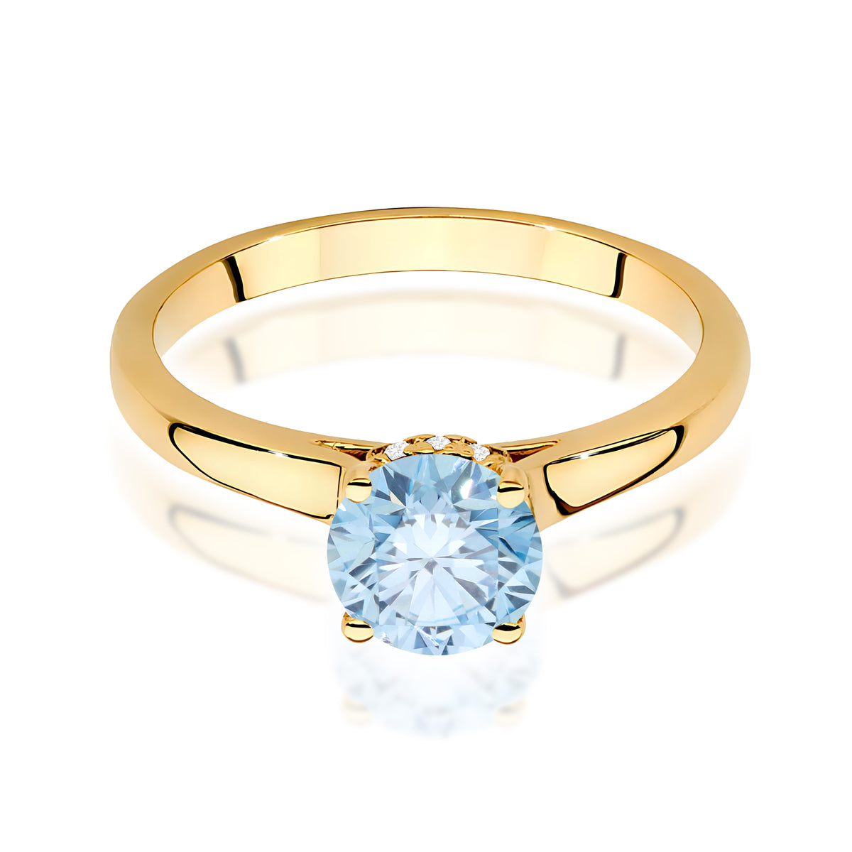 Inel Aur 9K cu Diamante Albastru de Laborator 1.07 ct