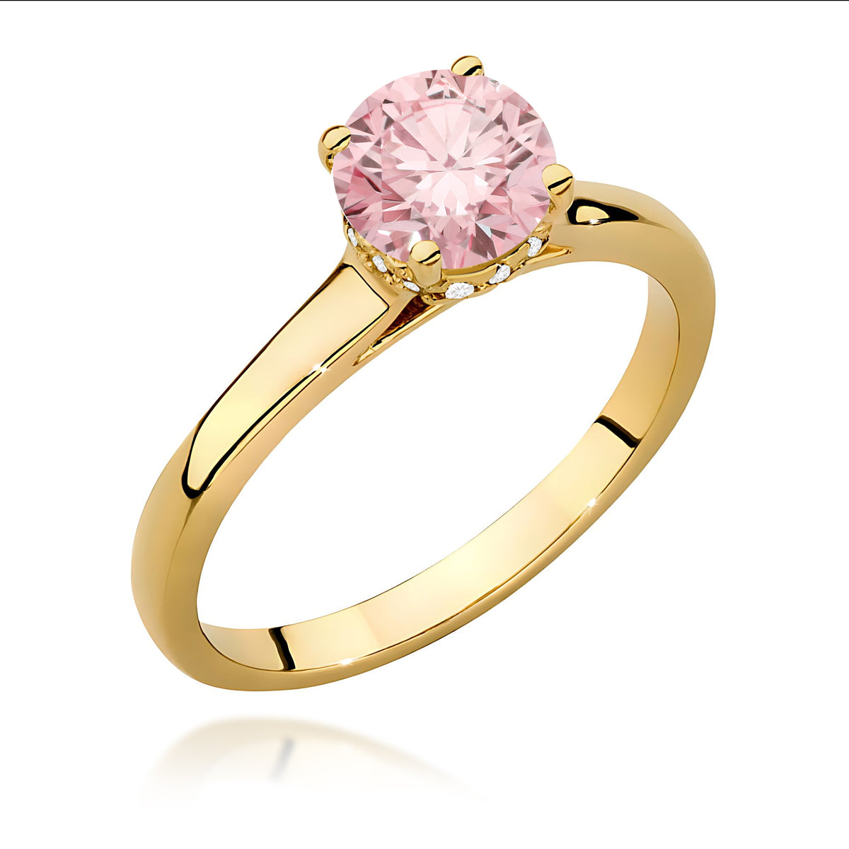 Inel Aur 9K cu Diamante Roz de Laborator 1.07 ct