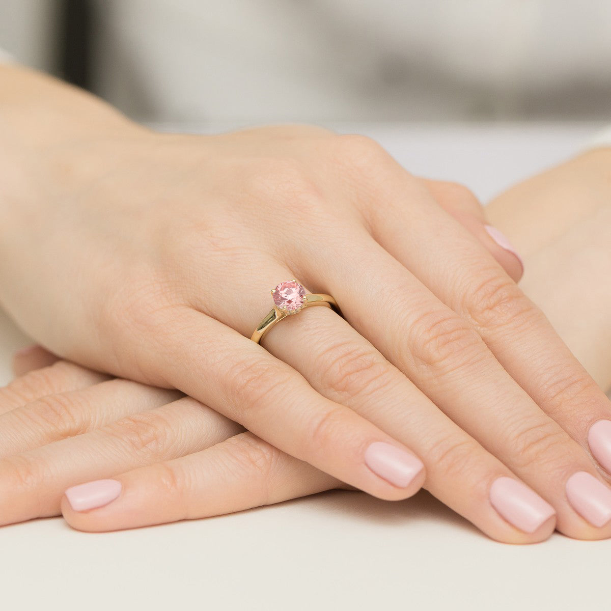 Inel Aur 9K cu Diamante Roz de Laborator 1.07 ct