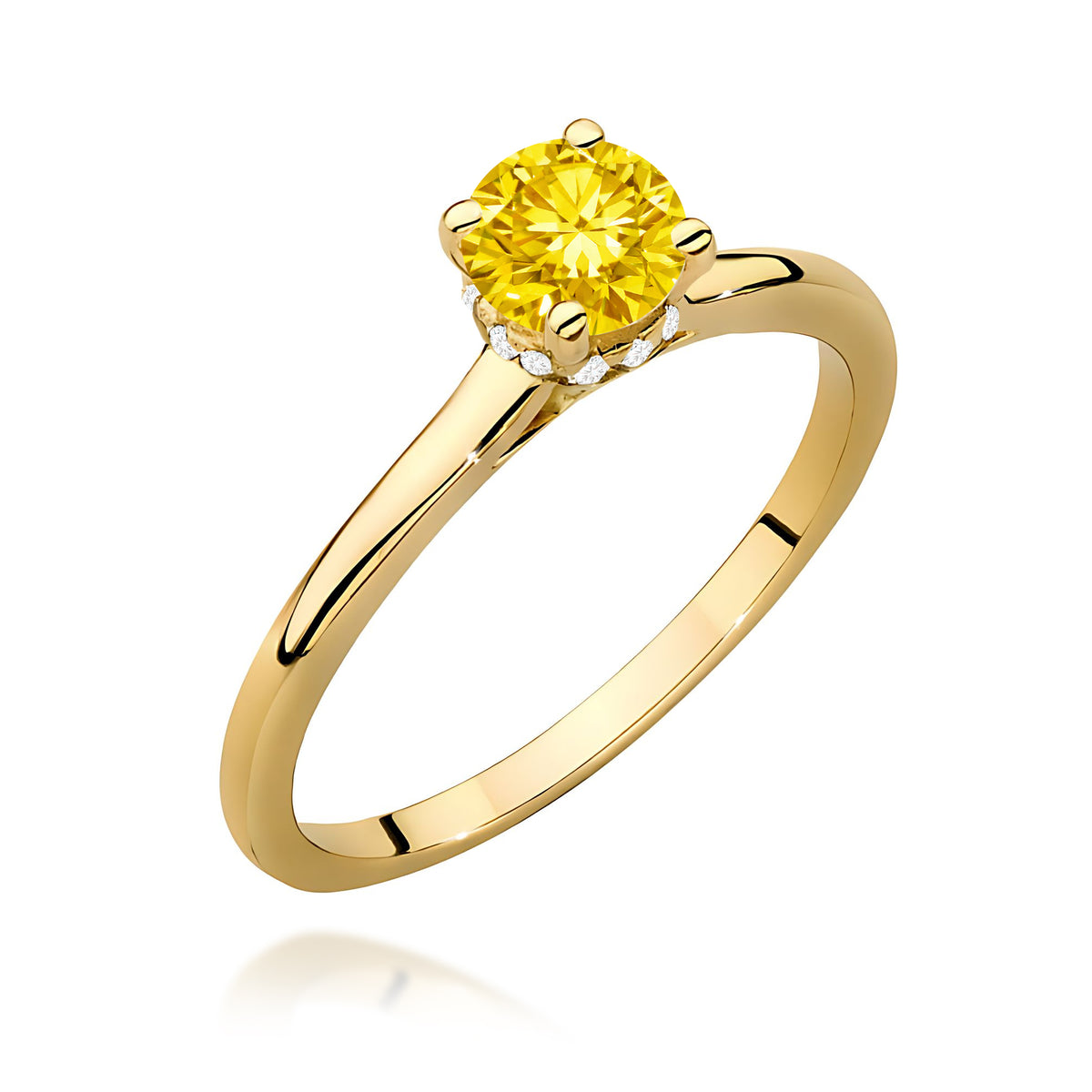 Inel Aur 9K cu Diamante Galben de Laborator 0.56 ct