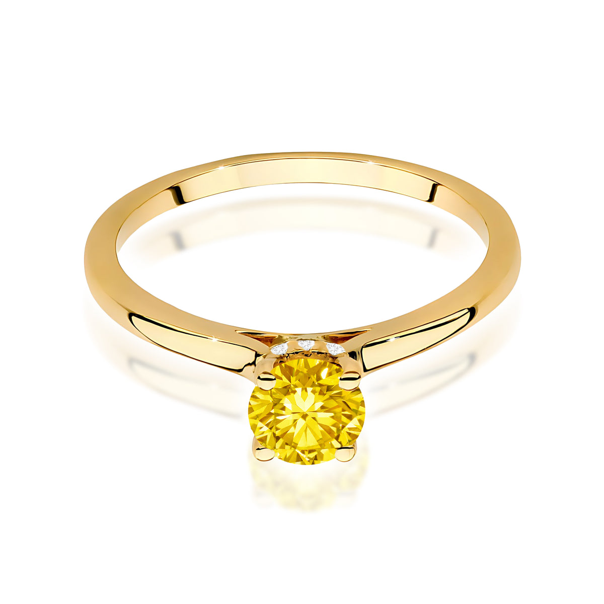 Inel Aur 9K cu Diamante Galben de Laborator 0.56 ct