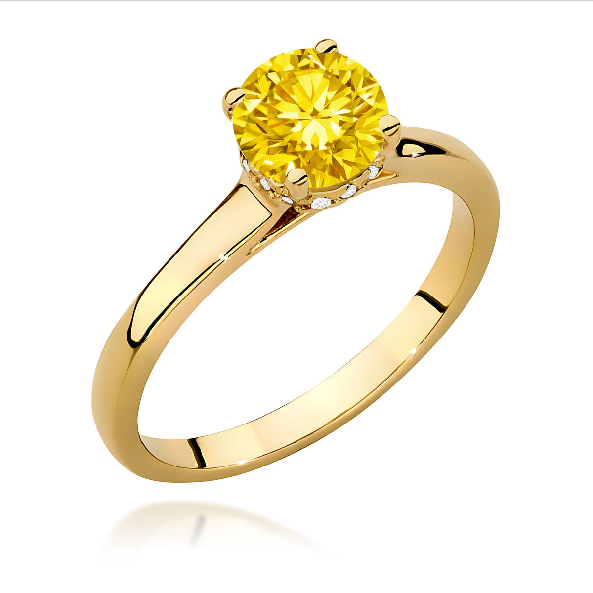 Inel Aur 9K cu Diamante Galben de Laborator 1.07 ct