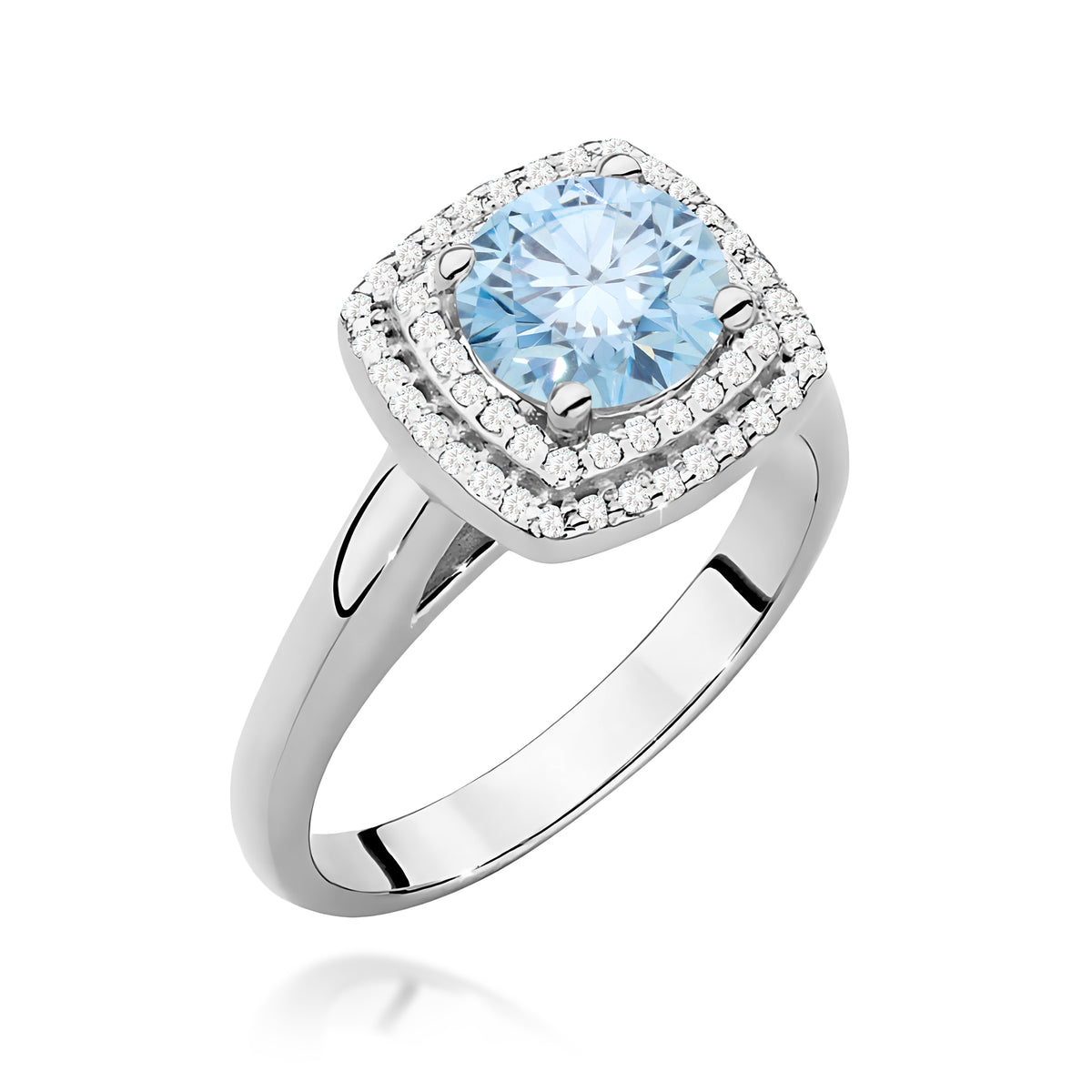Inel Aur 14K cu Diamante Albastru de Laborator 1.28 ct