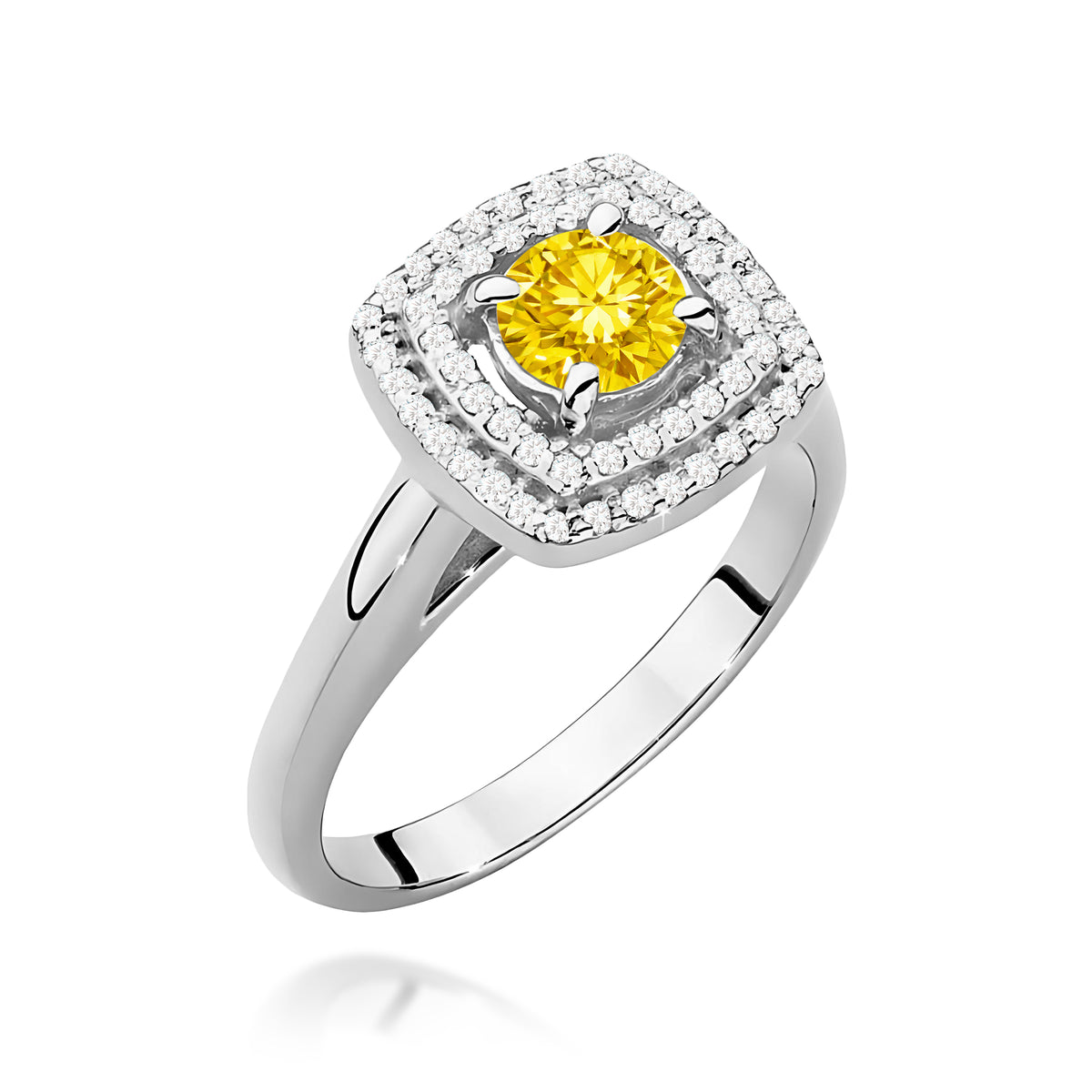 Inel Aur 9K cu Diamante Galben de Laborator 0.78 ct