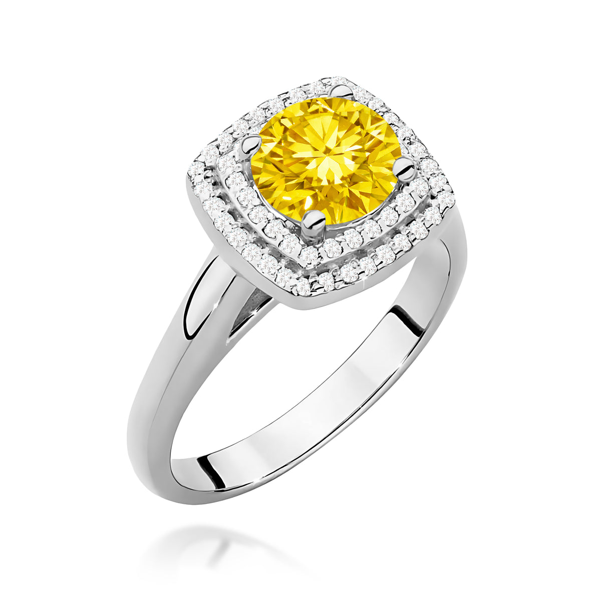 Inel Aur 9K cu Diamante Galben de Laborator 1.28 ct