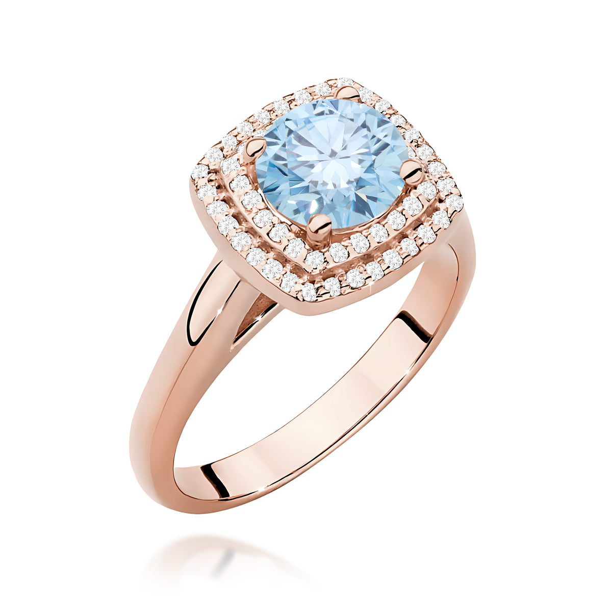 Inel Aur 14K cu Diamante Albastru de Laborator 1.28 ct