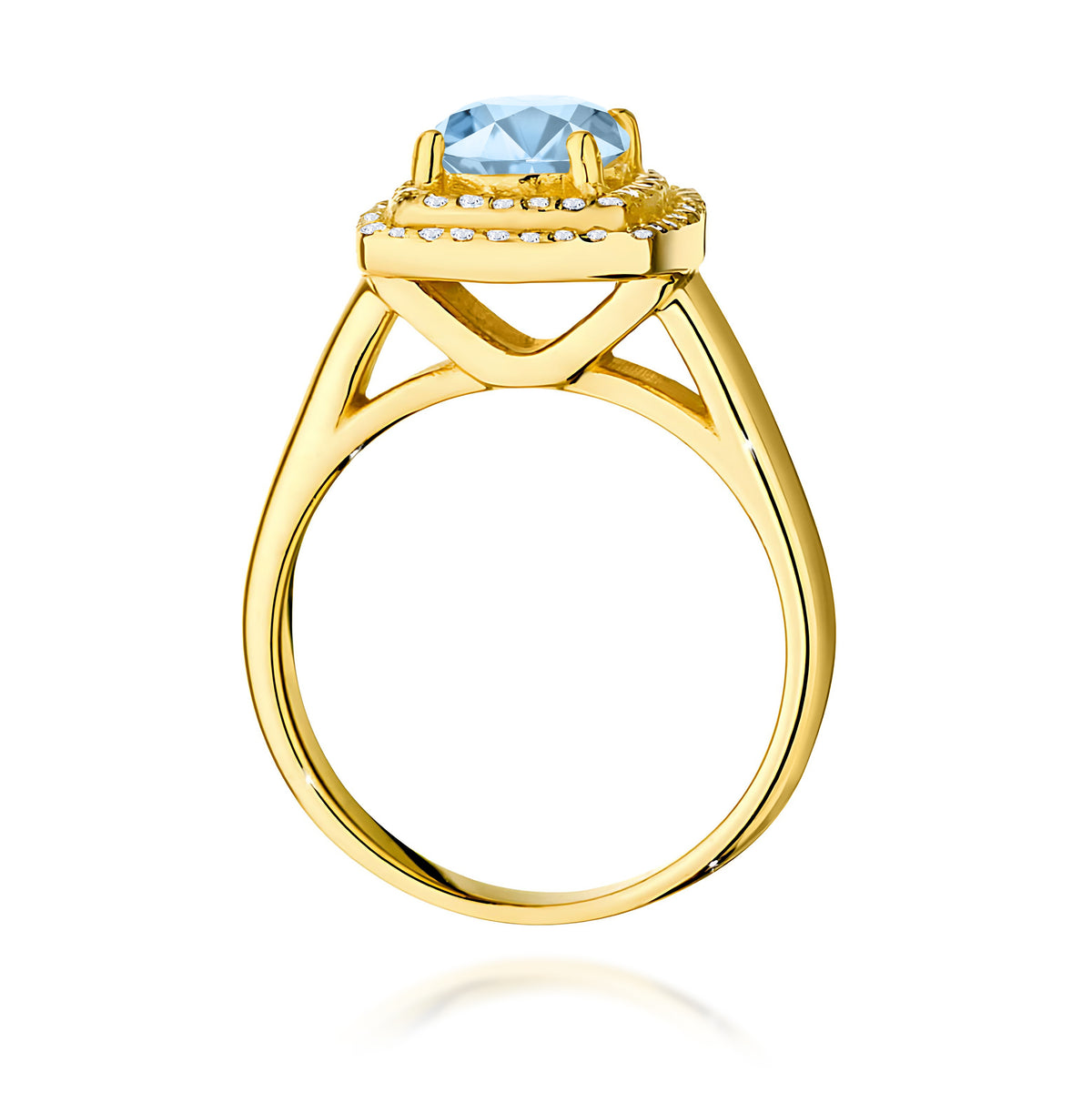 Inel Aur 14K cu Diamante Albastru de Laborator 1.28 ct