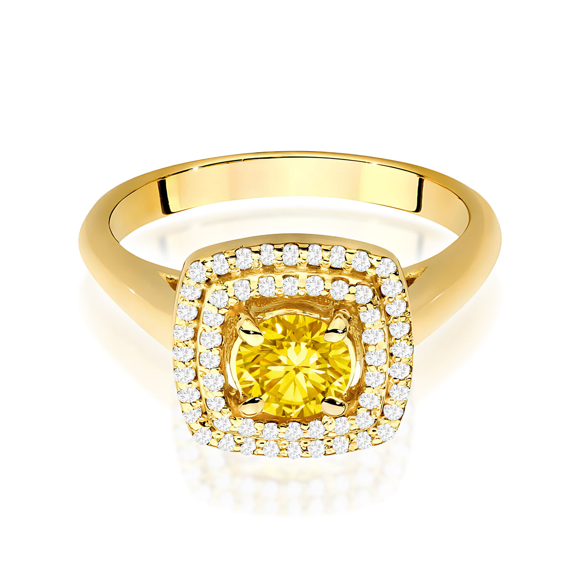 Inel Aur 14K cu Diamante Galben de Laborator 0.78 ct