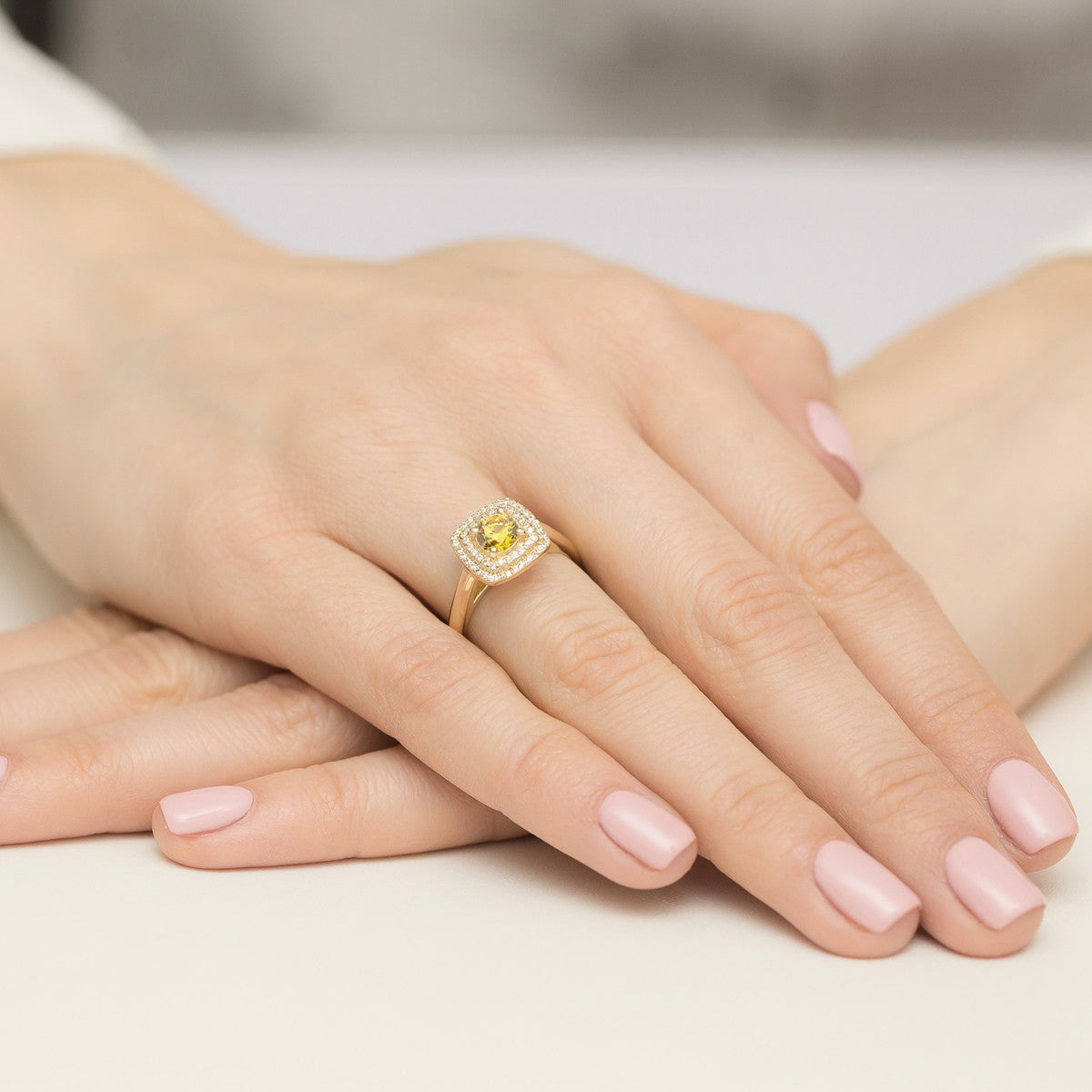 Inel Aur 14K cu Diamante Galben de Laborator 0.78 ct